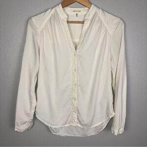 Cloth And Stone‎ By Anthropologie Women XS White Button Down Long Sleeve Lyocell